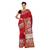 Red printed manipuri silk saree with blouse