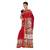 Red printed manipuri silk saree with blouse