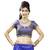 Blue Raw Silk Blouse With Gold Embroidered Work Ready Made Padded Saree Blouse. Ra 45