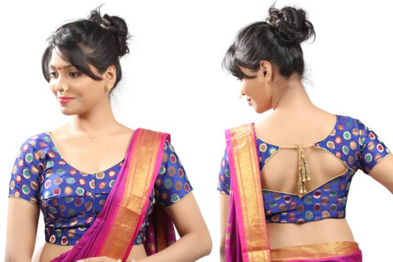 Jacquard Silk blouse with lining. "RA Apparels" Maharashtrian style blouse from MuHeNeRa Ra220