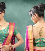 Jacquard Stitched Blouse With Detachable Tassles "Ra Apparels" Maharashtrian Style Blouse From Muhenera Ra221 