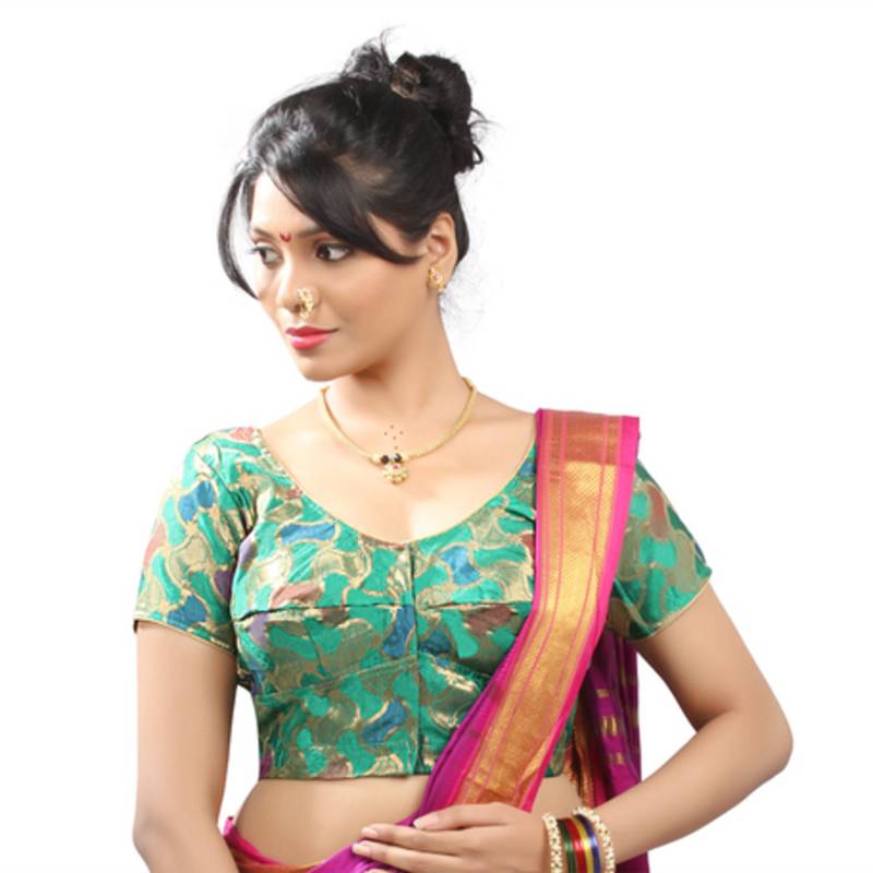 Jacquard Stitched Blouse With Detachable Tassles "Ra Apparels" Maharashtrian Style Blouse From Muhenera Ra221 