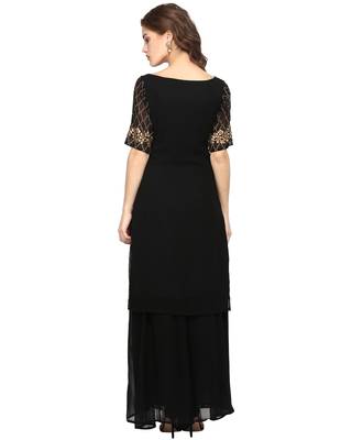 Black printed georgette stitched kurtas-and-kurtis 2
