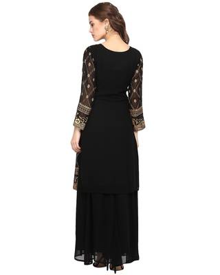 Black printed georgette stitched kurtas-and-kurtis 2