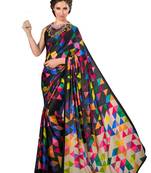 Black printed silk saree with blouse