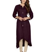 Brown plain rayon long kurtis