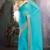 Sky blue georgette stoned worked saree in shimmering golden border