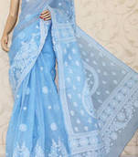 Hand Embroidered Lucknowi Chikankari Saree (With Blouse-Cotton)