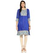 Blue chanderi Cotton stitched kurti