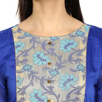 Blue chanderi Cotton stitched kurti 5