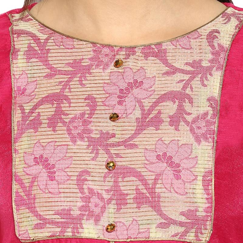 Pink chanderi Cotton stitched kurti