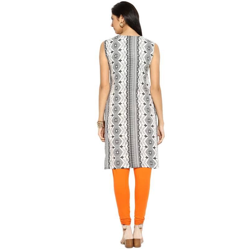 Black abstract_print Rayon stitched kurti