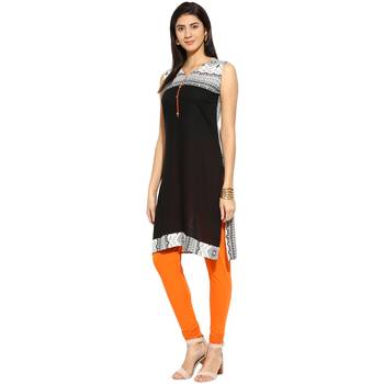 Black abstract_print Rayon stitched kurti 3
