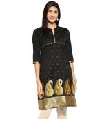 Black chanderi Chanderi stitched kurti