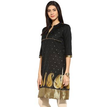 Black chanderi Chanderi stitched kurti 3