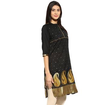 Black chanderi Chanderi stitched kurti 4