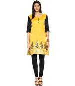 Yellow chanderi Chanderi stitched kurti