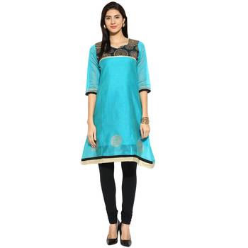 Black abstract_print Chanderi stitched kurti 1