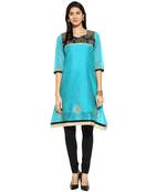 Black abstract_print Chanderi stitched kurti