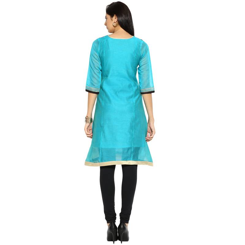 Black abstract_print Chanderi stitched kurti