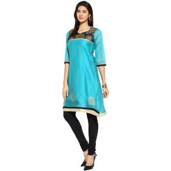 Black abstract_print Chanderi stitched kurti 3