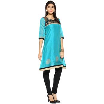 Black abstract_print Chanderi stitched kurti 4