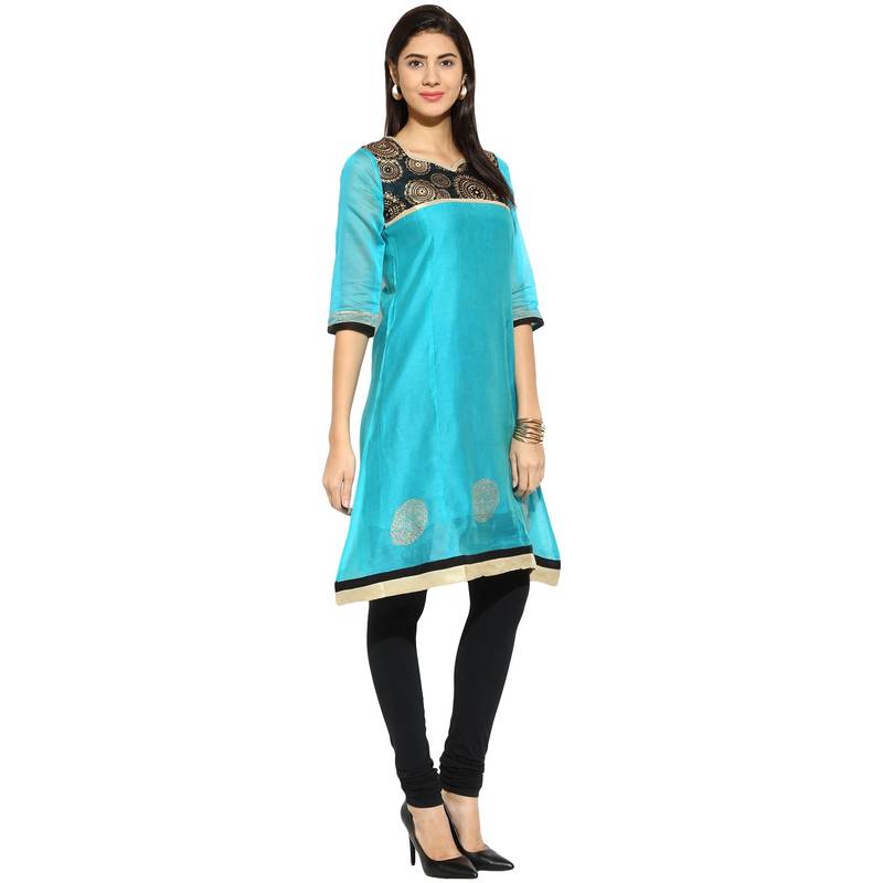 Black abstract_print Chanderi stitched kurti