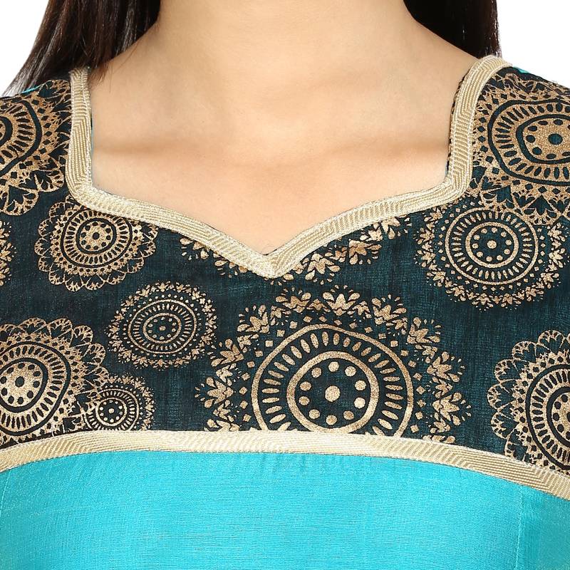 Black abstract_print Chanderi stitched kurti