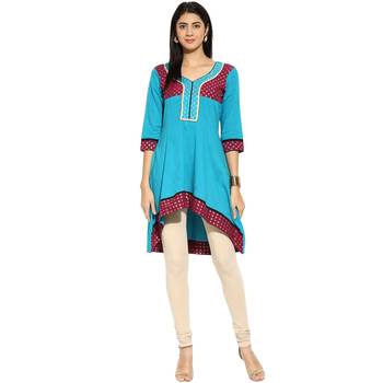 Blue sequins_work cotton stitched kurti 1