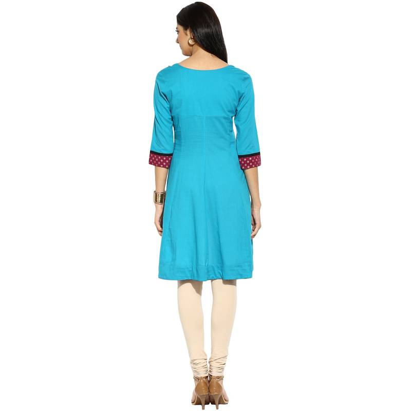 Blue sequins_work cotton stitched kurti
