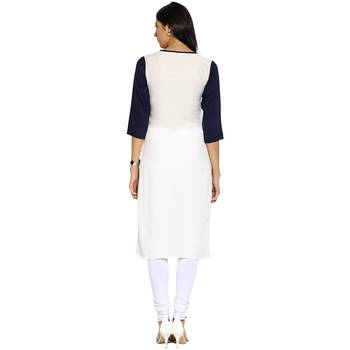 White floral_print Rayon stitched kurti 2
