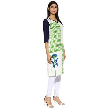 White floral_print Rayon stitched kurti 3