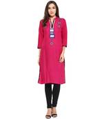 Pink thread_work Rayon stitched kurti