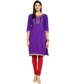 Purple thread_work cotton_poly stitched kurti