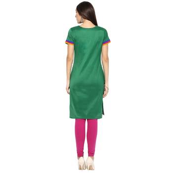 Green thread_work cotton_poly stitched kurti 2