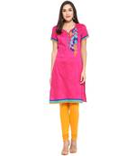 Pink thread_work cotton_poly stitched kurti