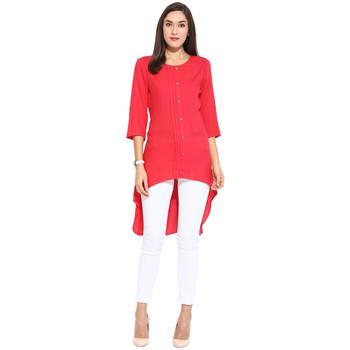 Pink sequins_work Rayon stitched kurti 1
