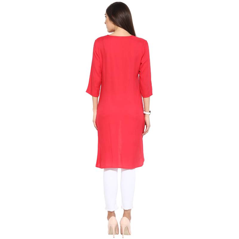 Pink sequins_work Rayon stitched kurti