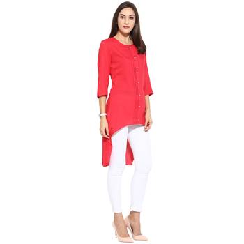 Pink sequins_work Rayon stitched kurti 4
