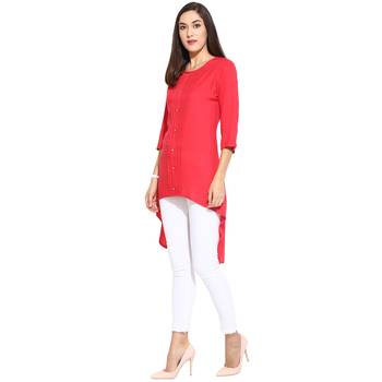 Pink sequins_work Rayon stitched kurti 5
