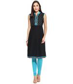 Blue abstract_print Cotton stitched kurti