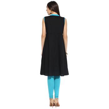 Blue abstract_print Cotton stitched kurti 2
