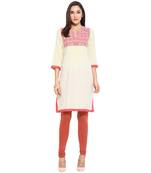 Pink thread_work Rayon stitched kurti