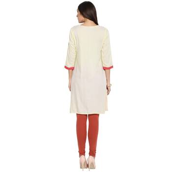 Pink thread_work Rayon stitched kurti 2