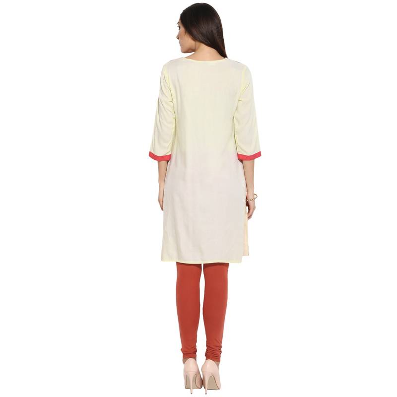 Pink thread_work Rayon stitched kurti
