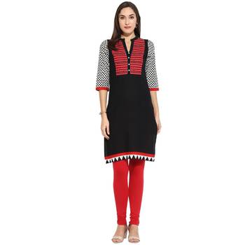 Black thread_work Cotton stitched kurti 1
