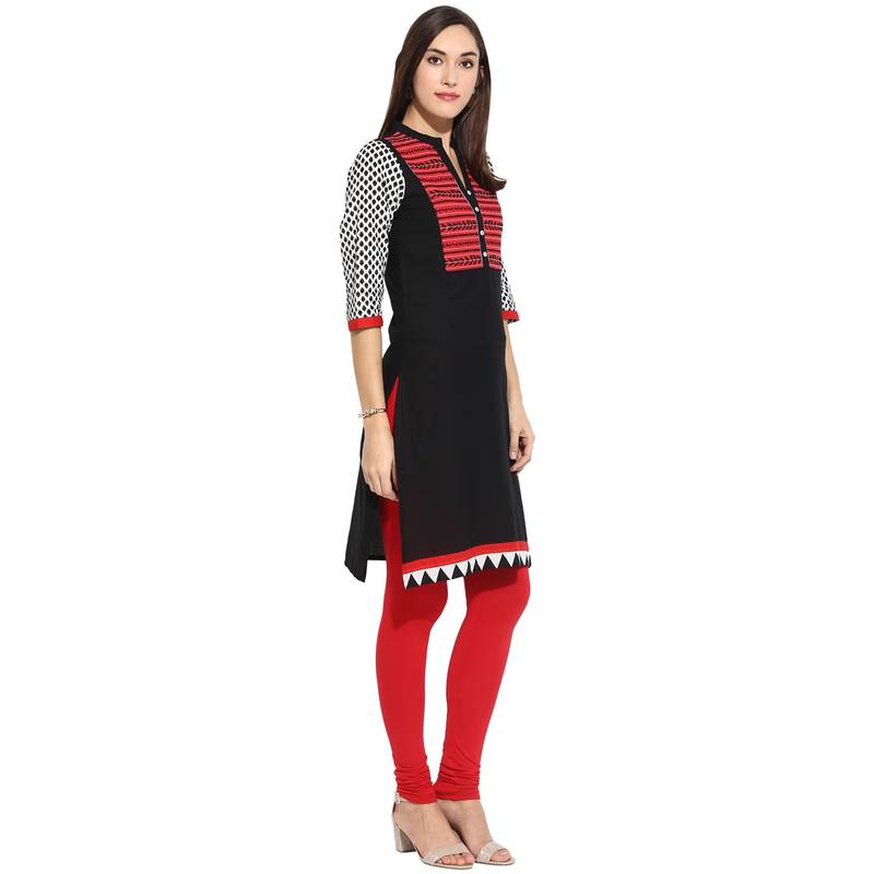 Black thread_work Cotton stitched kurti