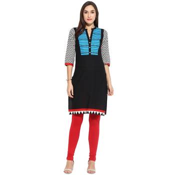 Blue thread_work Cotton stitched kurti 1