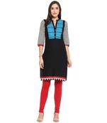 Blue thread_work Cotton stitched kurti