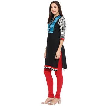Blue thread_work Cotton stitched kurti 3